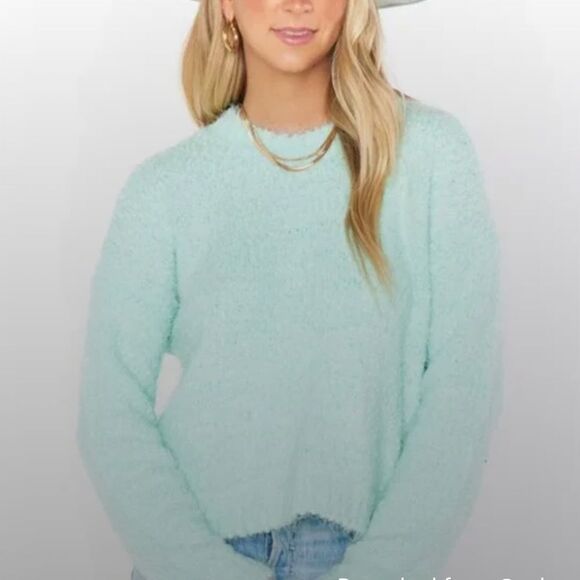 Show Me Your Mumu Cropped Varsity Sweater Mint Size Medium - Picture 1 of 6